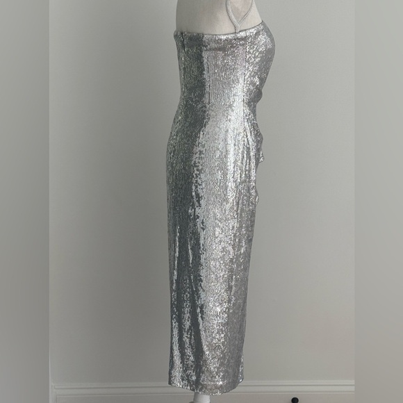 Rachel Zoe Shimmering Silver Strapless Dress - Picture 3 of 13